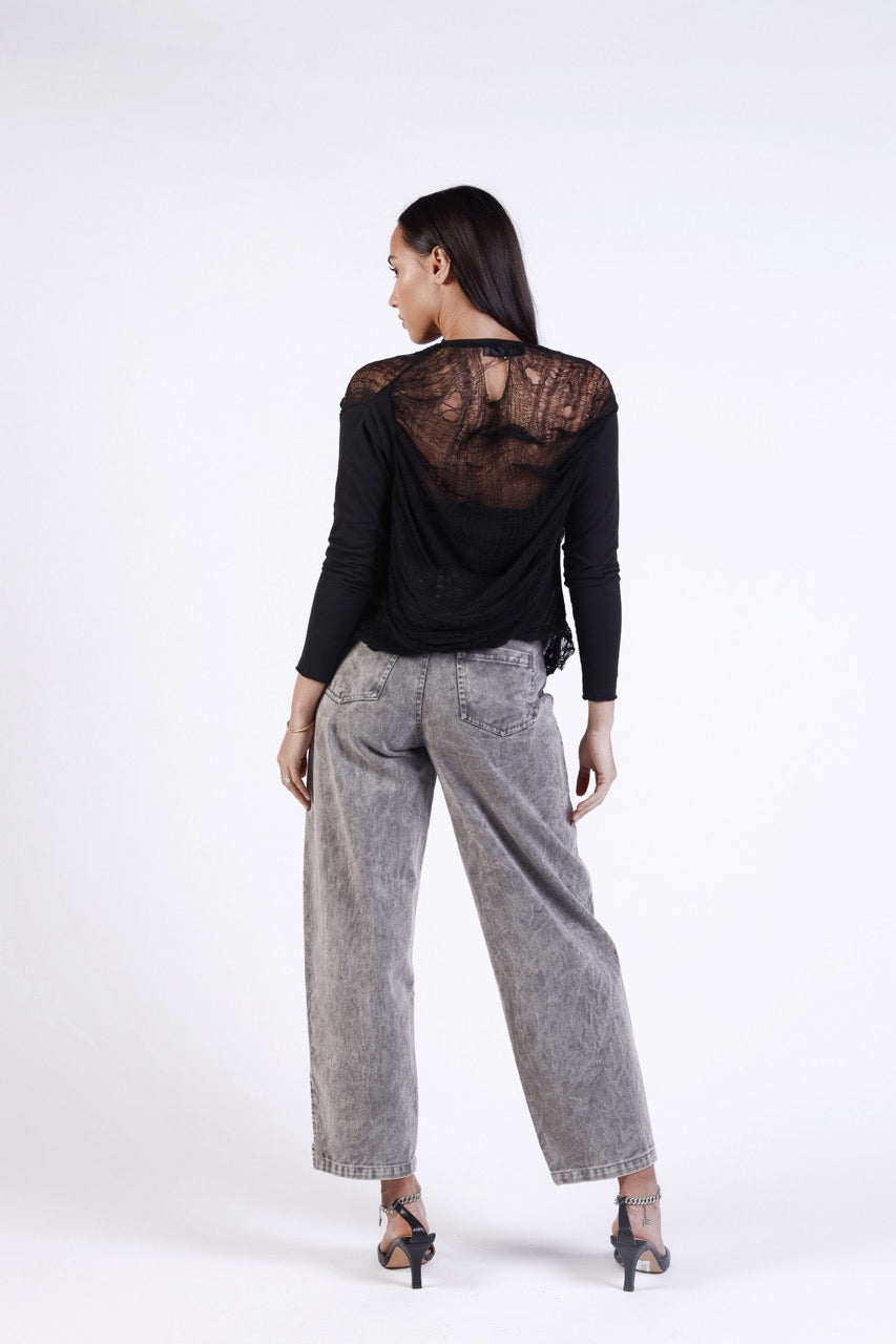 Grey light wash denim