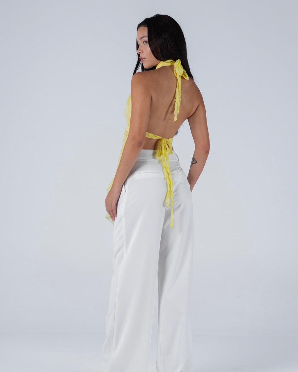 Buttermilk yellow chiffon top
