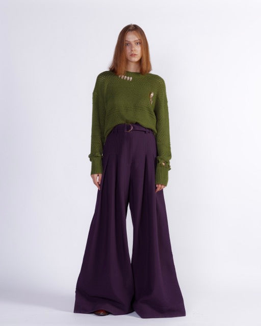 Wide leg purple pants