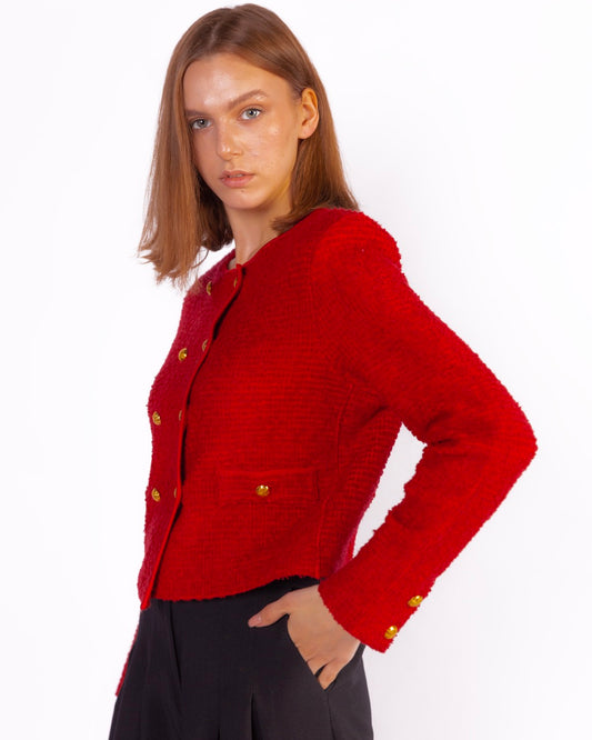 Red tweed blazer