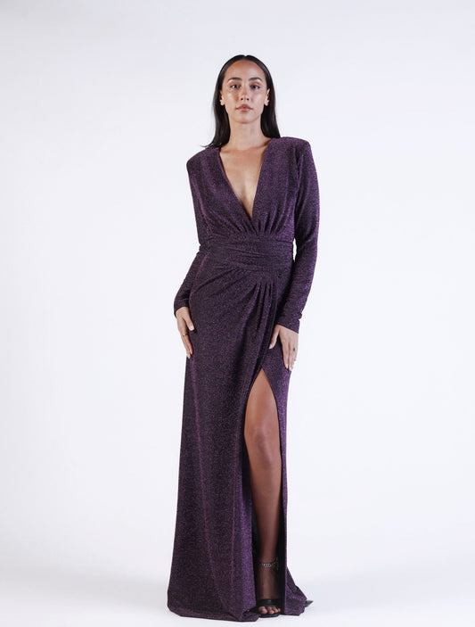 Purple long sleeve gown