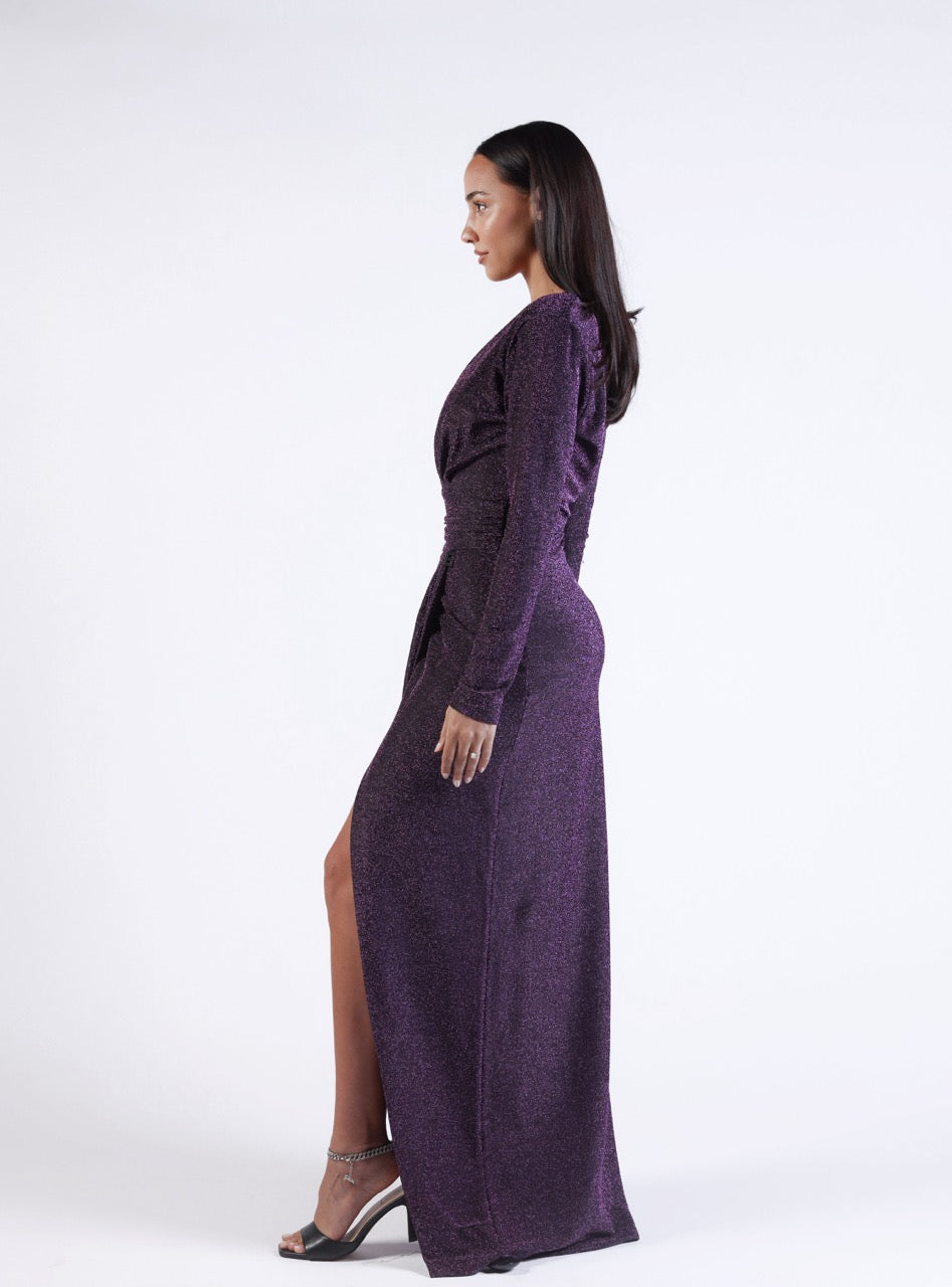 Purple long sleeve gown