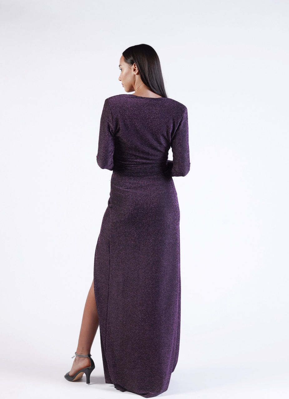 Purple long sleeve gown