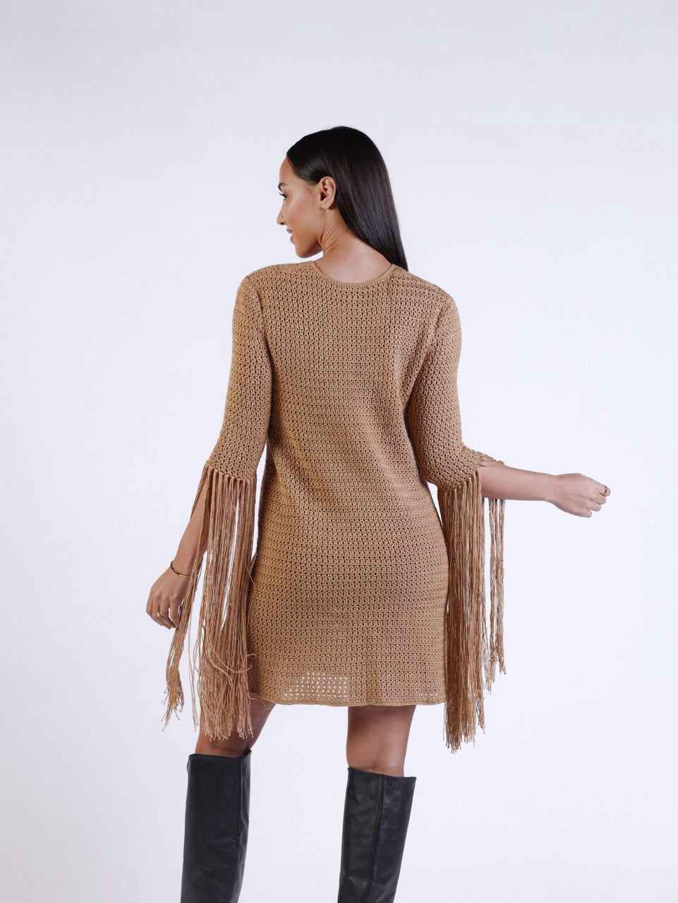 Beige knit dress