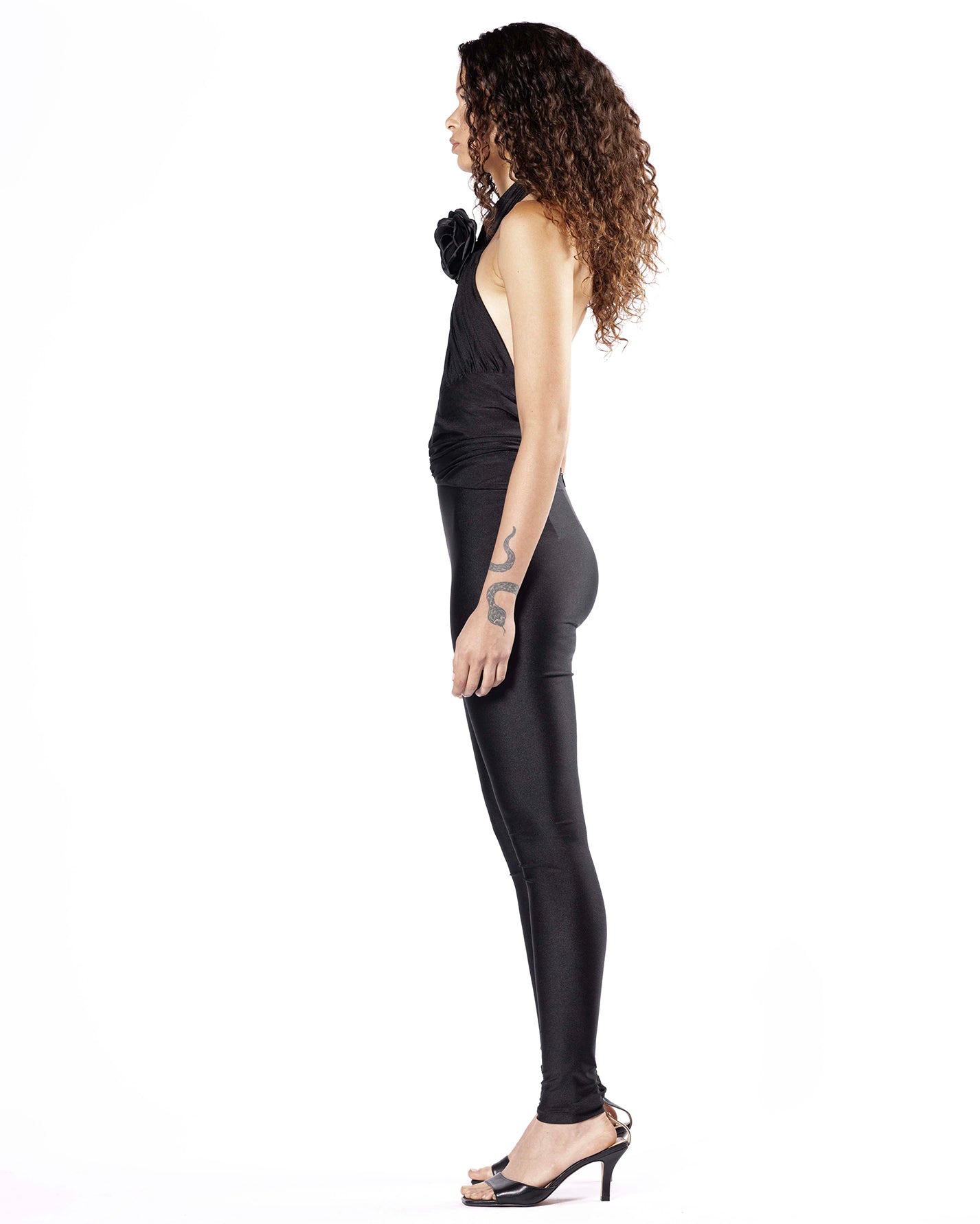 Black backless leotard