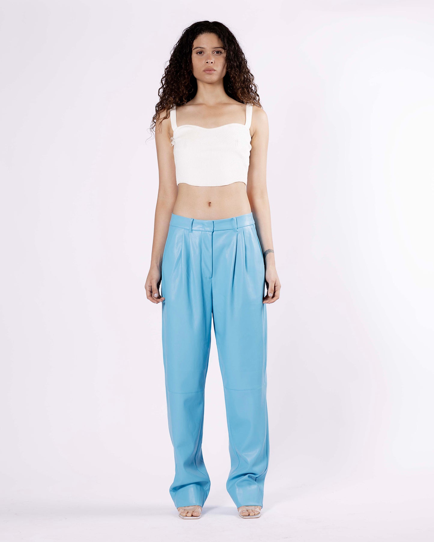 Baby blue leather pants