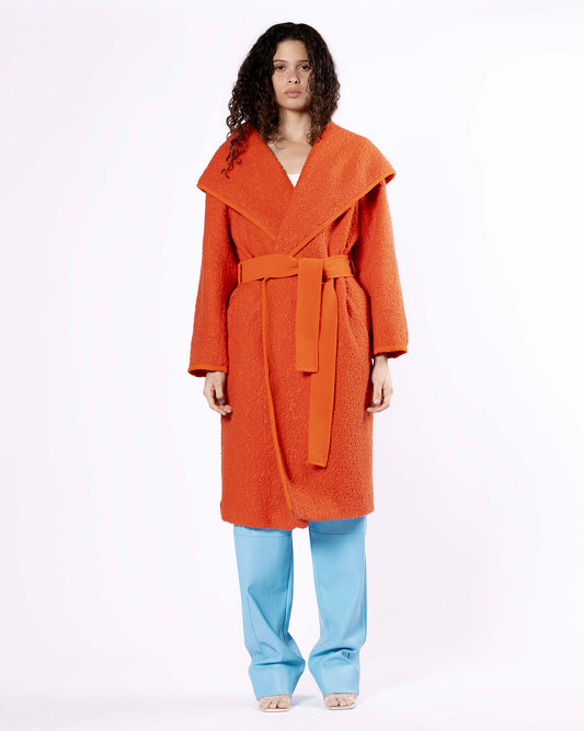 Orange belted coat