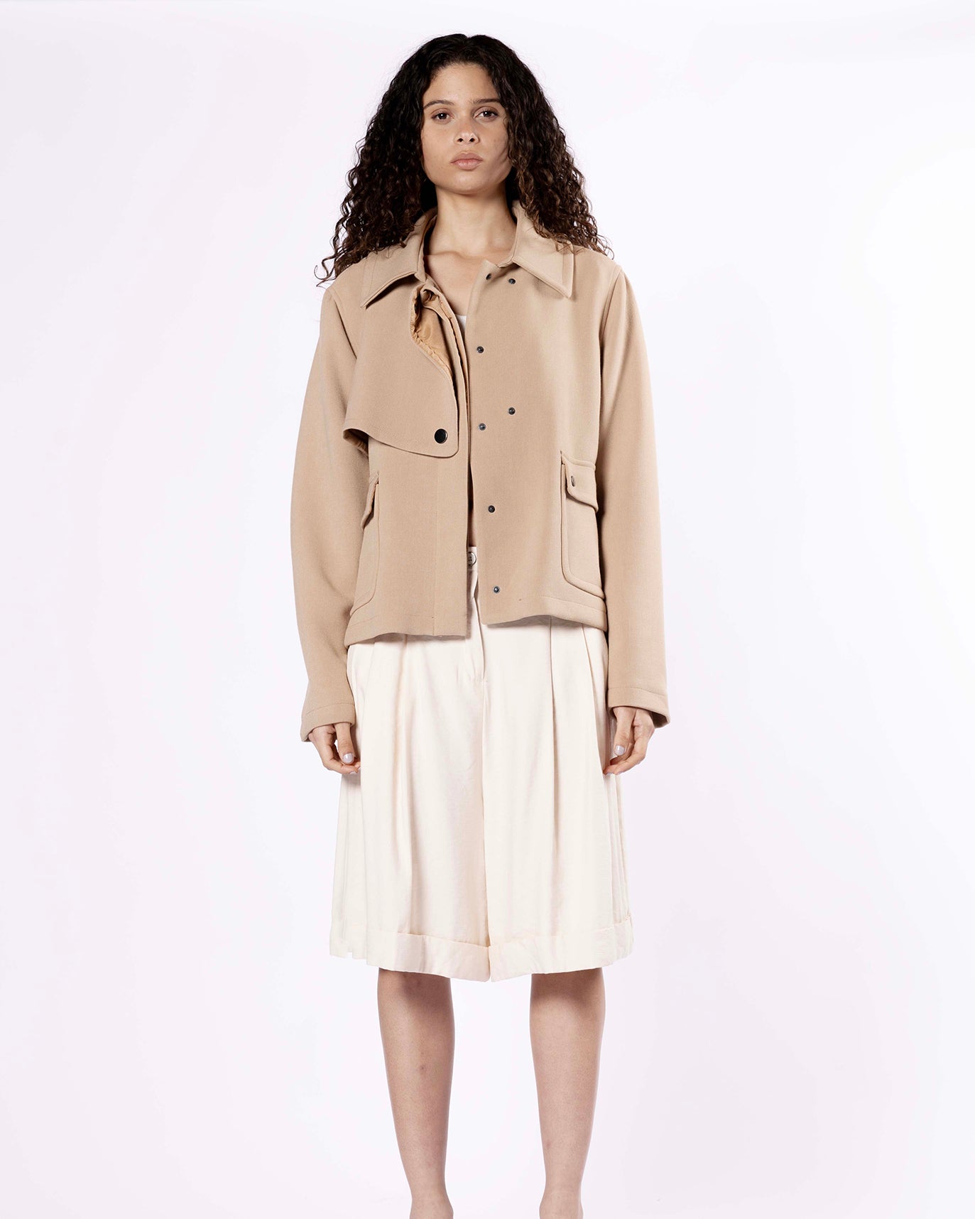 Beige asymmetric jacket