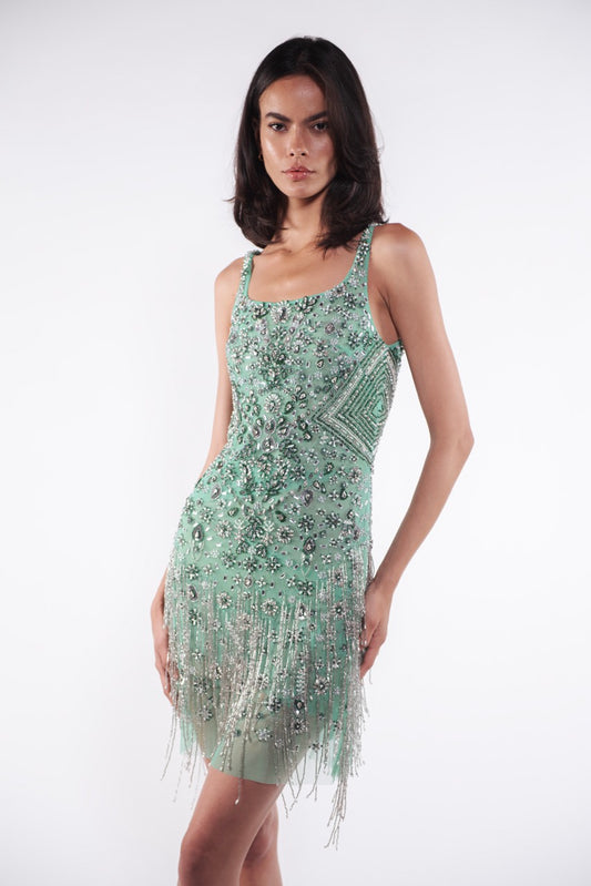 Mini green sequins dress