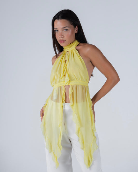 Buttermilk yellow chiffon top